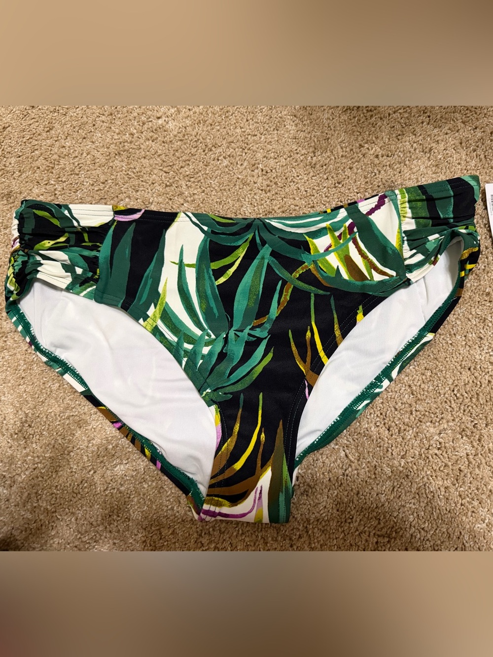 Sonoma Green and Black Tropical Leaf Bikini Bottom XL new with tags flattering